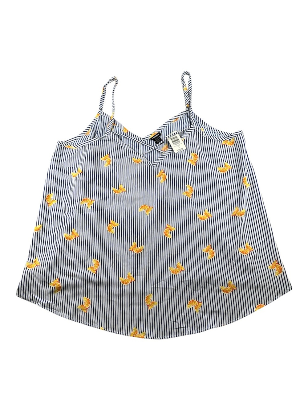 Torrid Orange Citrus Fruit Pinstripe cottagecore Tank Top Size 3X